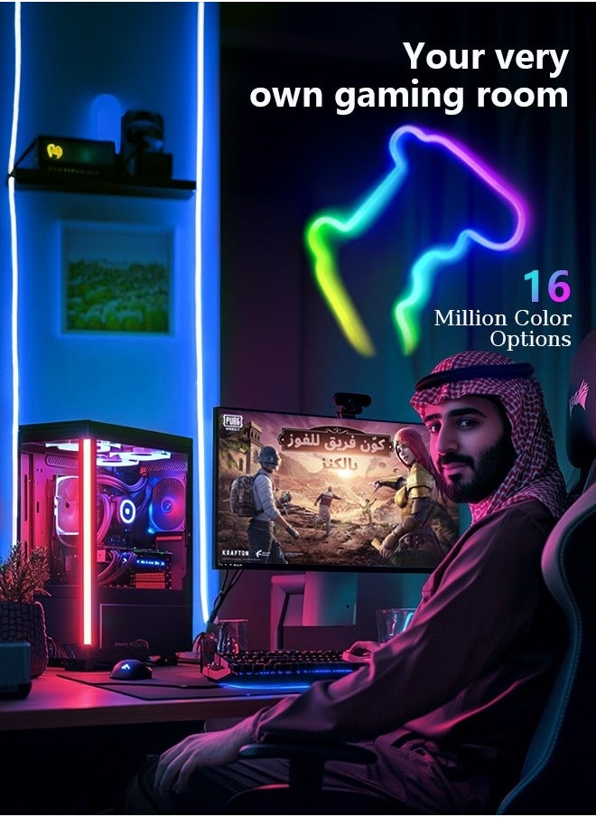 Litus - LED Light Strip Neon light with Remote Control, Plug Charge,Waterproof, Ideal for Patterns lighting, TV Backlighting, Gaming Room, Bedroom, and Indoor Decor – Available in Lengths 2m, 3m, 5m - Image 1