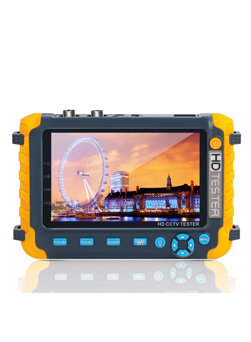 KASTWAVE 5 Inch 4 in 1 CCTV Monitor Camera Tester, AHD/TVI/CVI/CVBS Coaxial Analog Video Monitor Tester, UTP/PTZ Cable Test for 1080P/3 4 5 8MP, VGA HDMI Input/DC12V Output Camera Portable CCTV Tester - Image 1
