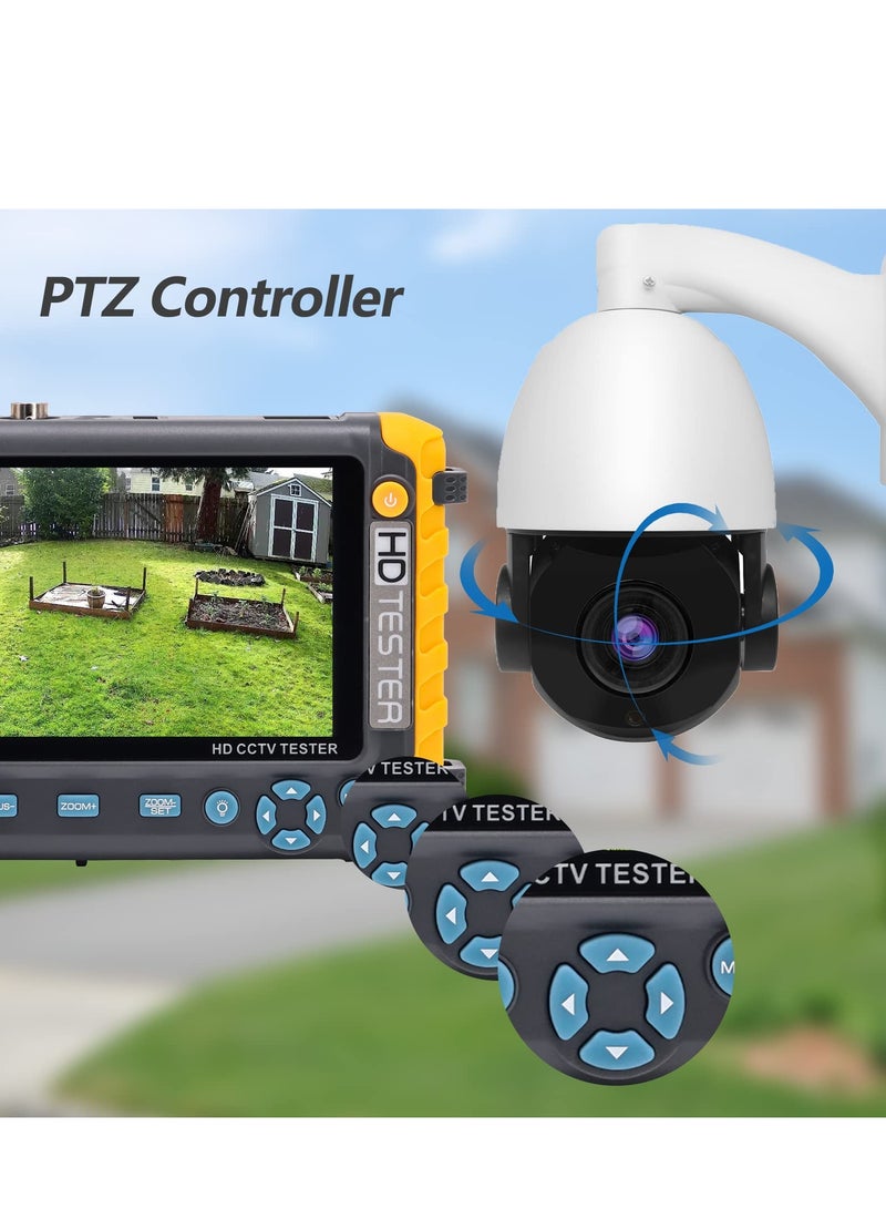 KASTWAVE 5 Inch 4 in 1 CCTV Monitor Camera Tester, AHD/TVI/CVI/CVBS Coaxial Analog Video Monitor Tester, UTP/PTZ Cable Test for 1080P/3 4 5 8MP, VGA HDMI Input/DC12V Output Camera Portable CCTV Tester - Image 5