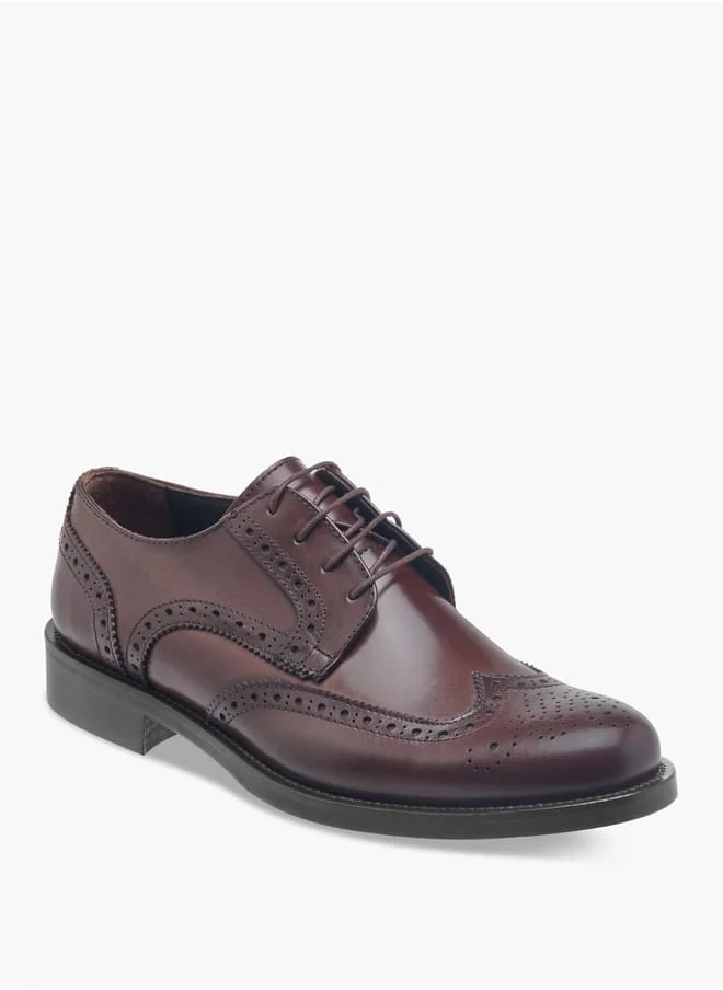 دوتشيني Men's Perforated Detail Lace-Up Derby Shoes