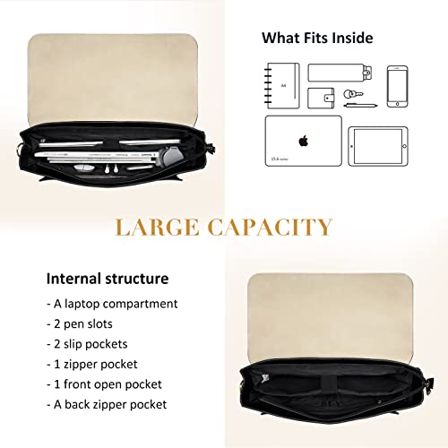 ECOSUSI Laptop Bag for Women Vegan Leather Messenger Purse Fashion Briefcase Backpack 15.6 inch Computer Satchel Handbag - Image 4