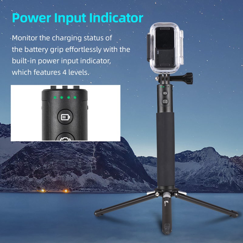 SJCAM Power Bank Handle Grip Universal Battery Power Grip Built-in 4800mAh Battery with Power Indicator 1/4in Screw Hole & Sports Camera Adapter Type-C Input/Output Wireless Remote Control Compatible - Image 3