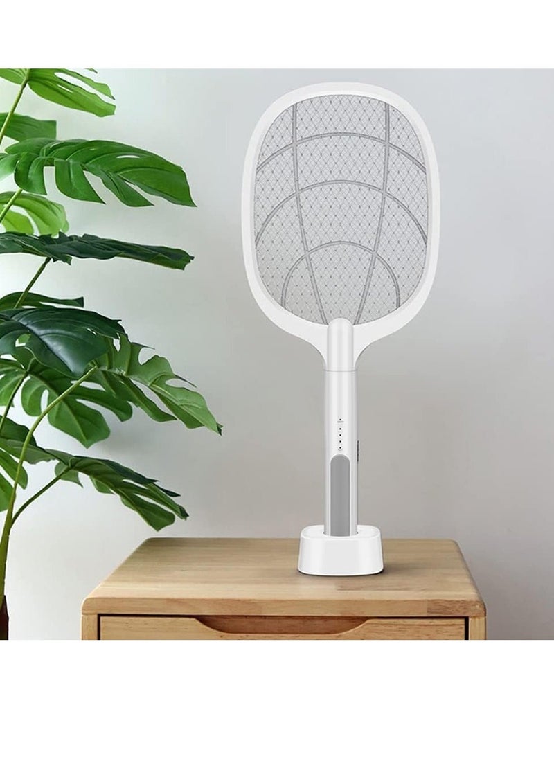 ELTRAZONE - Electric Fly Swatter Racket, mosquito killer 3000V 2 in 1 Bug Zapper with 3 Layer Safety Mesh Safe to Touch and a USB Rechargeable Base, for Indoor Outdoor Use - Image 1