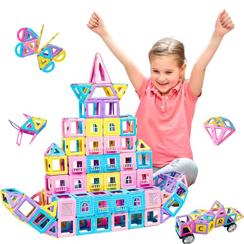 MAGBLOCK Magnetic Building Blocks Set 156Pcs Magnetic Tiles Gifts with Car Letter Card and Ferris Wheel Upgrade Magnet Kids Toys for 3 Year Old Boys Girls STEM Toddler Toys for Inventive Learning - Image 1
