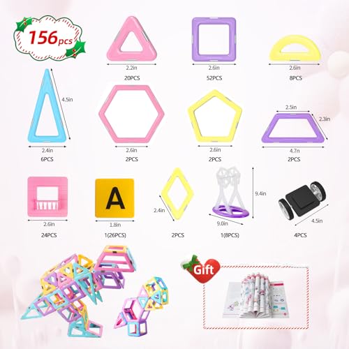 MAGBLOCK Magnetic Building Blocks Set 156Pcs Magnetic Tiles Gifts with Car Letter Card and Ferris Wheel Upgrade Magnet Kids Toys for 3 Year Old Boys Girls STEM Toddler Toys for Inventive Learning - Image 5