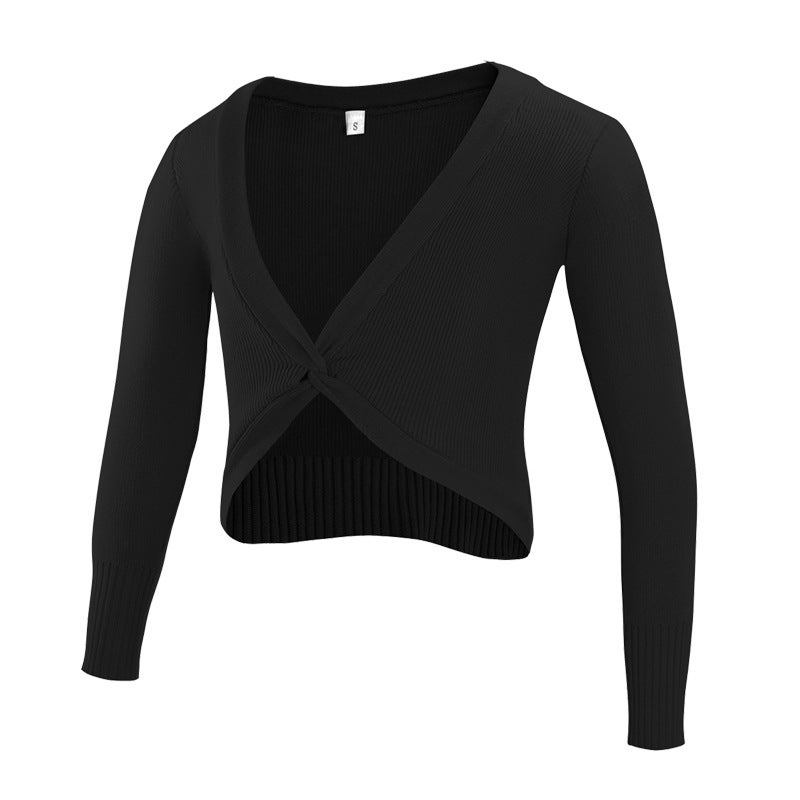 Girls Knitted Dance Cardigan Autumn Winter Black Sweater