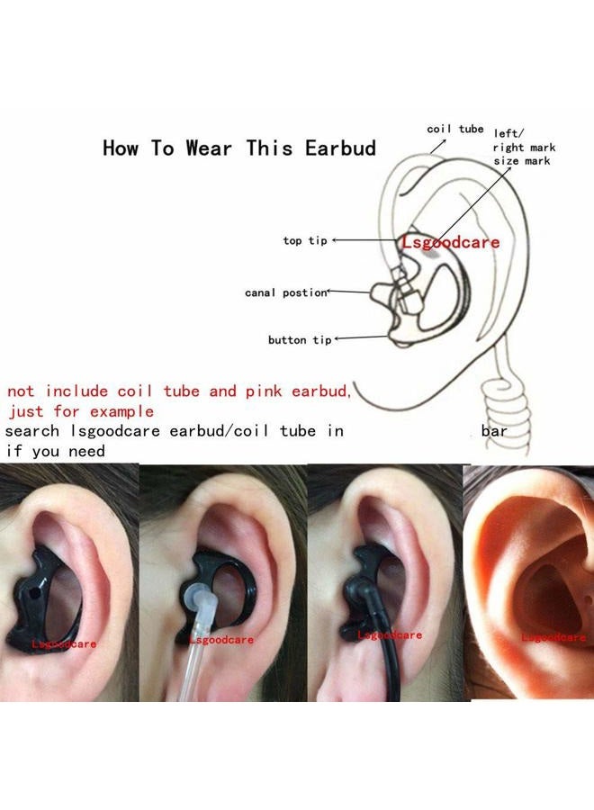 Lsgoodcare Replacement Earmold Earbud (Left and Right Ear) for Two Way Radio Acoustic Coil Tube Earpiece - Open Ear Insert Earmould Earbuds Black, Medium, Soft Silicone Material, 10 Pairs, - Image 2