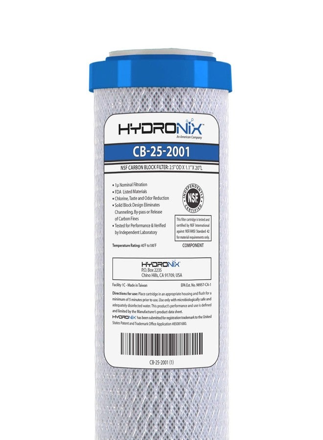 Hydronix CB-25-2001 NSF Coconut Activated Carbon Block Water Filter, 2.5" x 20" - 1 Micron - Image 4