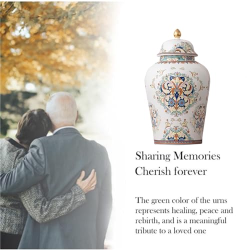 NS Online Flowers Urn Adult Ashes - 11.6 inches 200 lb Ceramics Decorative Memorial Large Urn, Capacity 200 Cubic inches Funeral Keepsake Big urn for/Humans/Female/Pet - Image 5