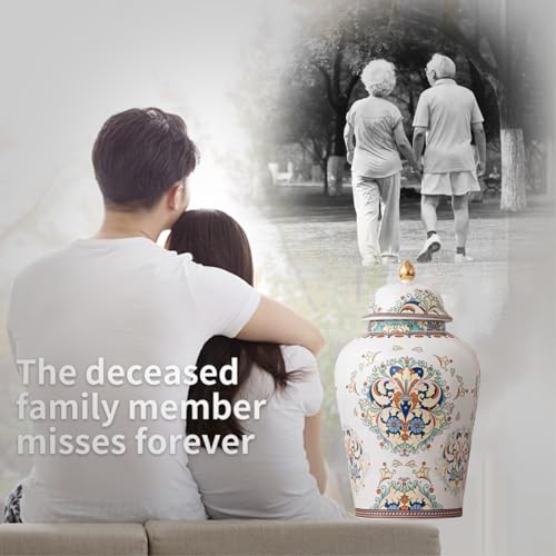 NS Online Flowers Urn Adult Ashes - 11.6 inches 200 lb Ceramics Decorative Memorial Large Urn, Capacity 200 Cubic inches Funeral Keepsake Big urn for/Humans/Female/Pet - Image 4