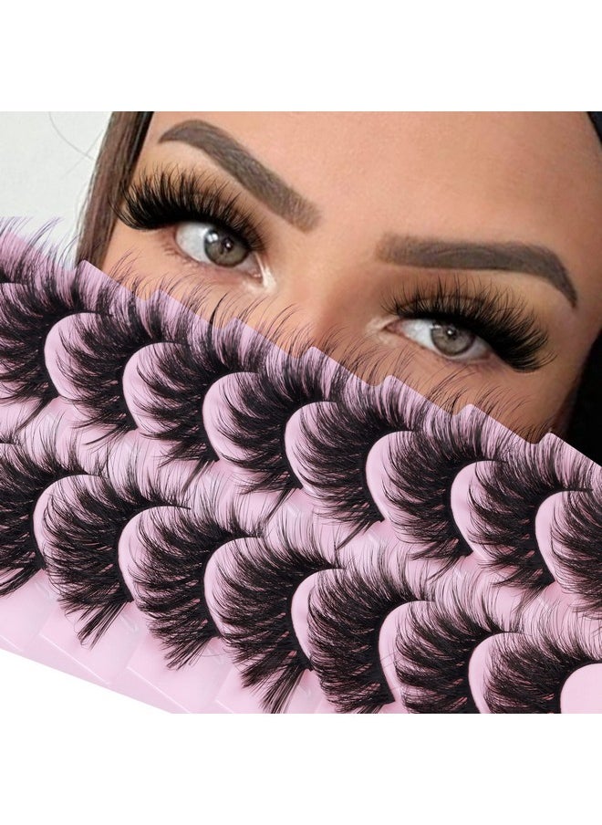 FANXITON False Eyelashes Fluffy Mink Lashes 20Mm Cat Eye Lashes Long 5D Wispy Dramatic Fanxiton Eye Lashes 10 Pairs Pack  - Image 1