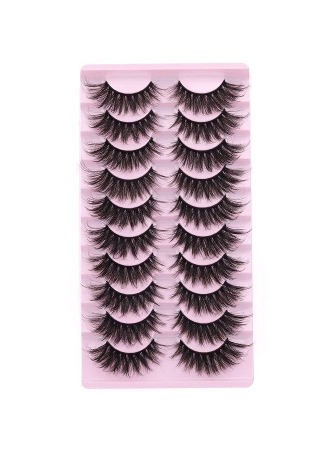 FANXITON False Eyelashes Fluffy Mink Lashes 20Mm Cat Eye Lashes Long 5D Wispy Dramatic Fanxiton Eye Lashes 10 Pairs Pack  - Image 4