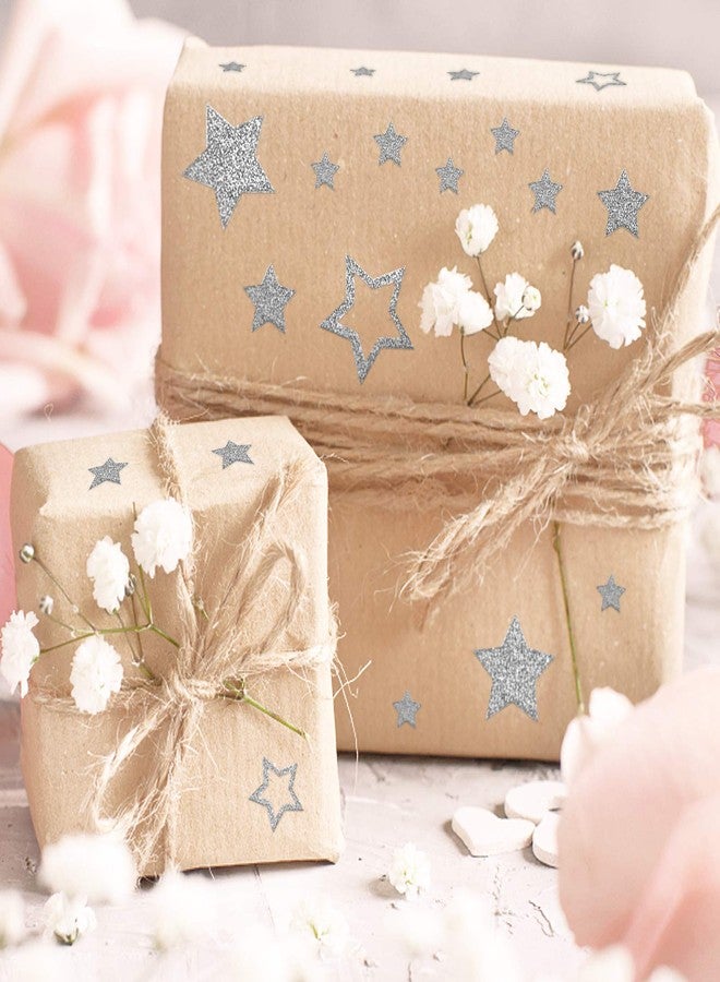 KESOTE 5 Sheets Glitter Silver Star Stickers, Self-Adhesive Assorted Star Labels for Handicrafts Christmas Decoration, Classroom Teacher Supplies - Image 2
