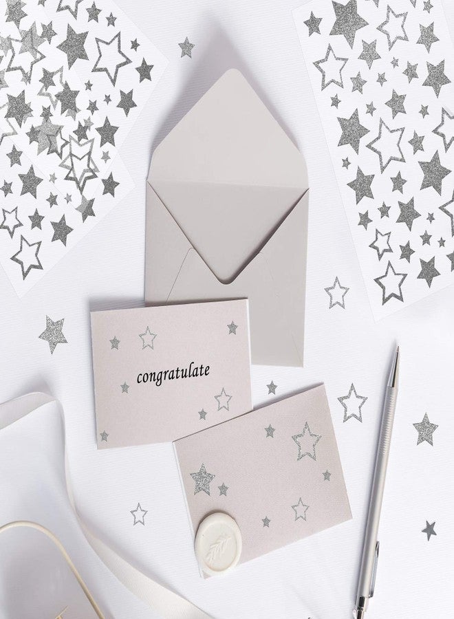 KESOTE 5 Sheets Glitter Silver Star Stickers, Self-Adhesive Assorted Star Labels for Handicrafts Christmas Decoration, Classroom Teacher Supplies - Image 3