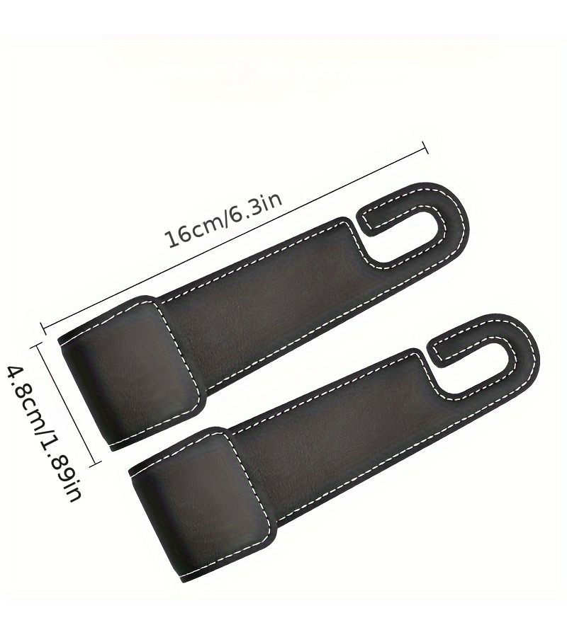 Black PU Leather Car Hooks Multifunction Seat Back Organizer for Keys Bags - Image 4