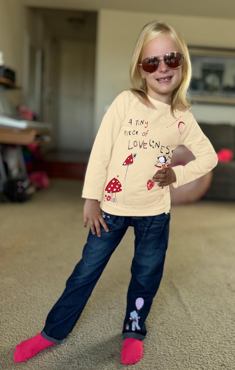 LUKYCILD Toddler Girl Clothes Baby Girl Long Sleeve Top + Jeans Pants with Pockets 2 Piece Outfit Cartoon Clothing Set - Image 2