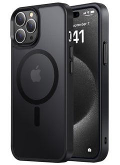 جراب مغناطيسي لهاتف iPhone 13 Pro متوافق مع MagSafe للحماية العسكرية جراب شفاف غير لامع مقاوم للصدمات ومضاد للخدش (أسود)
