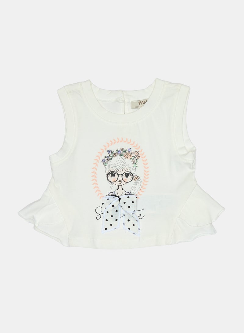 Panco Baby Girls VINTAGE Printed Embroidered Undershirt - Image 1