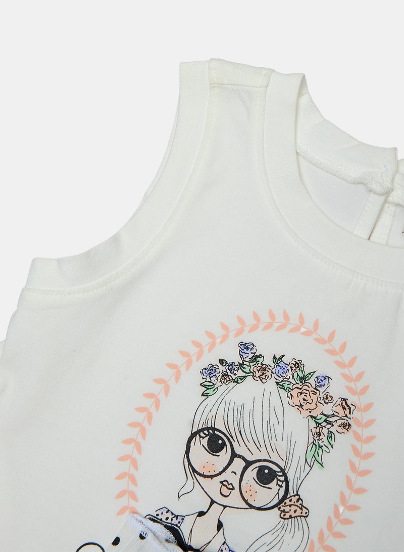 Panco Baby Girls VINTAGE Printed Embroidered Undershirt - Image 3