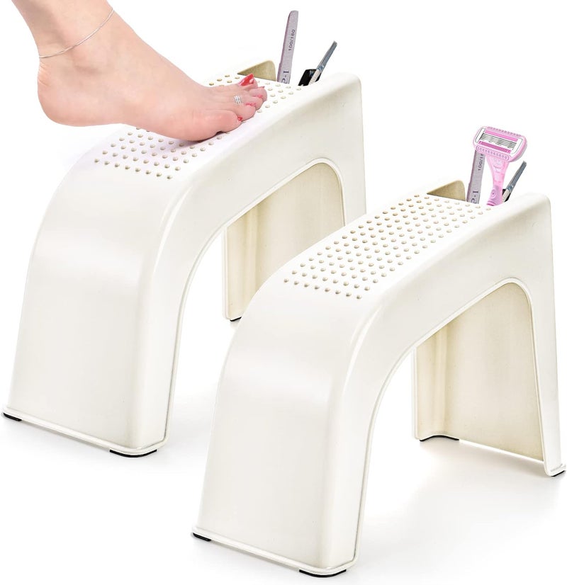 Hedume Hedume 2 Pack Shower Foot Rest, Easy Pedicure Foot Rest Stand, Shower Foot Stool for Shaving Legs, Bathing, Manicure, Non-Slip, Built-in Storage