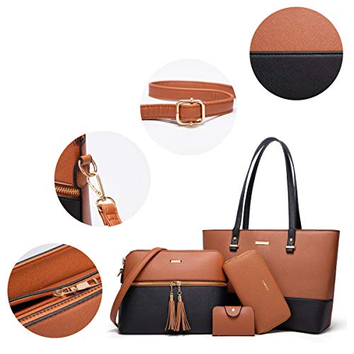 YTL Women Fashion Handbags Wallet Tote Bag Shoulder Bag Top Handle Satchel Purse Set 4pcs - Image 3