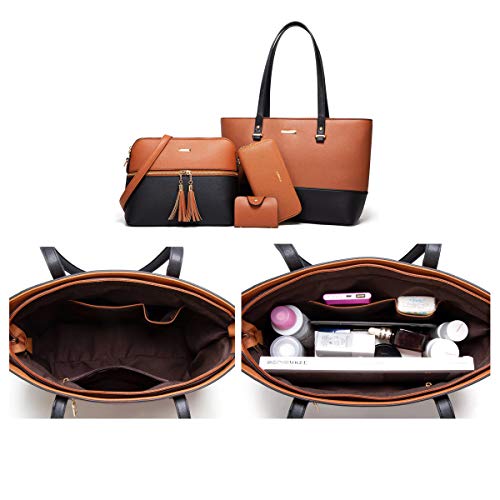 YTL Women Fashion Handbags Wallet Tote Bag Shoulder Bag Top Handle Satchel Purse Set 4pcs - Image 4