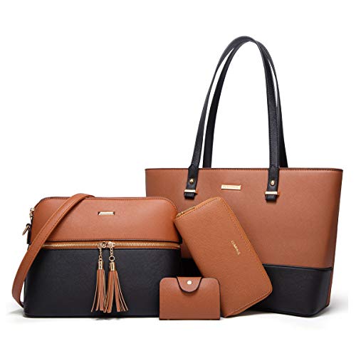 YTL Women Fashion Handbags Wallet Tote Bag Shoulder Bag Top Handle Satchel Purse Set 4pcs - Image 1