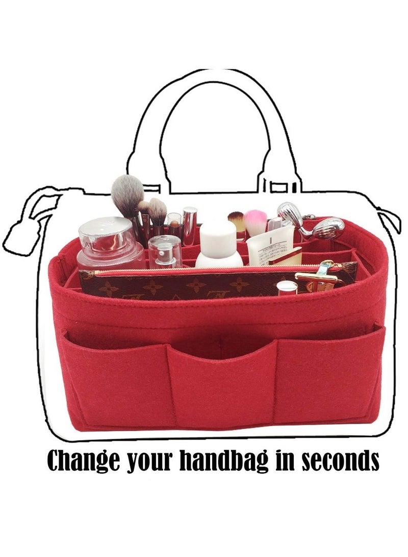 والالا حقيبة تخزين من اللباد لتنظيم مستحضرات التجميل والمكياج في حقيبة اليد، منظم للمحفظة مناسب لحقيبة اليد النسائية، حقيبة السفر، حقيبة هوبو، بطانة تخزين للمحفظة، مقسم لأي علامة تجارية - Image 5