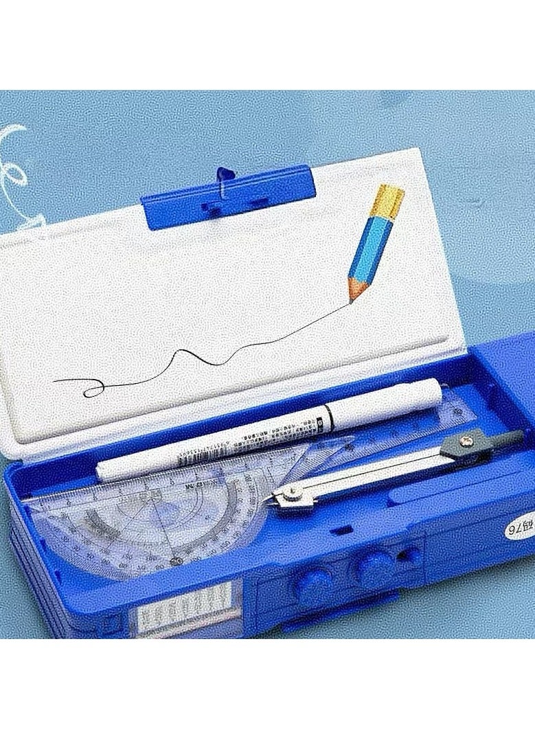 إسكدنيا البوب نوع متعددة الوظائف حالة قلم رصاص للبنين والبنات ، لطيف الكرتون حالة القرطاسية ، مع مبراة ، والجدول الزمني ، السبورة ، واللوازم المدرسية ، هو أفضل هدية عيد ميلاد للأطفال والمراهقين ( الأزرق ) - Image 3