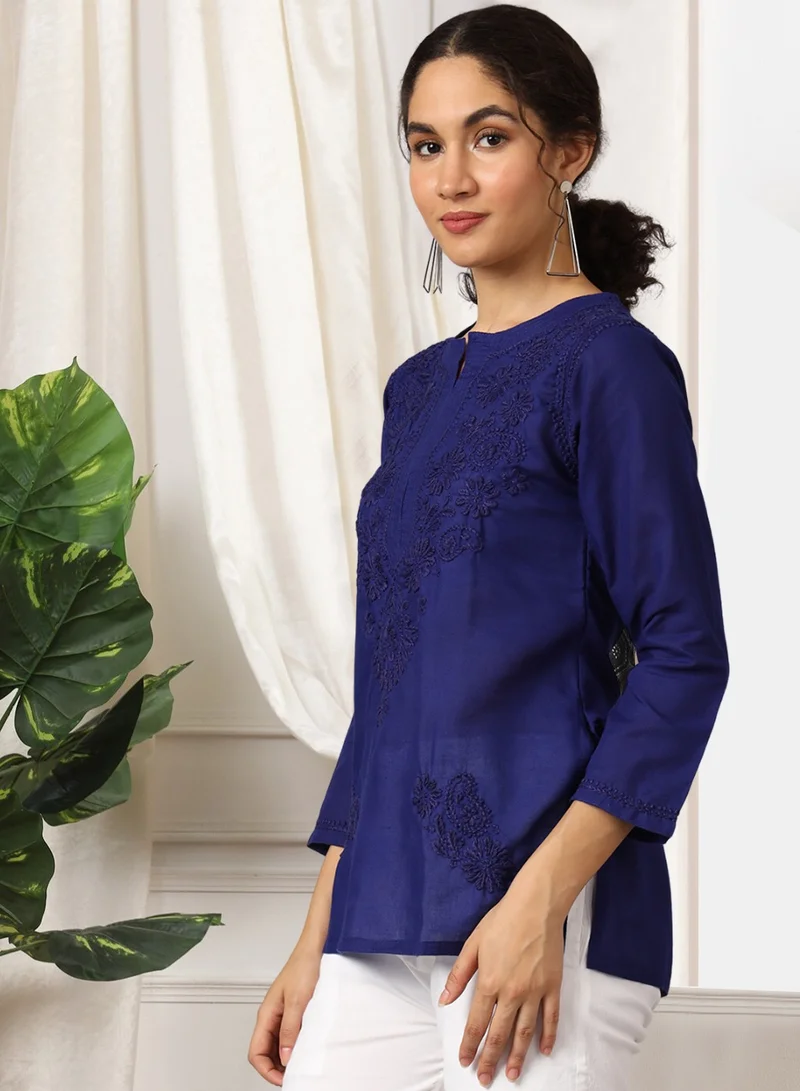 Alaya Hand Embroidered Chikankari Cotton Kurti-AL3405