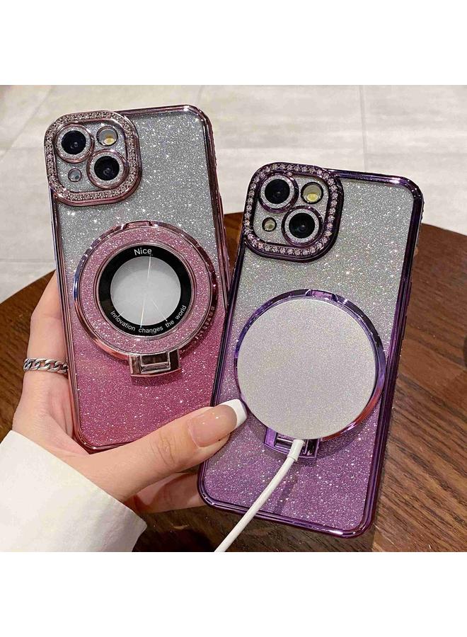 اس-توب جراب لهاتف iPhone 11 Pro Max، جراب هاتف Magsafe مطلي بالألماس ببريق متدرج - Image 5