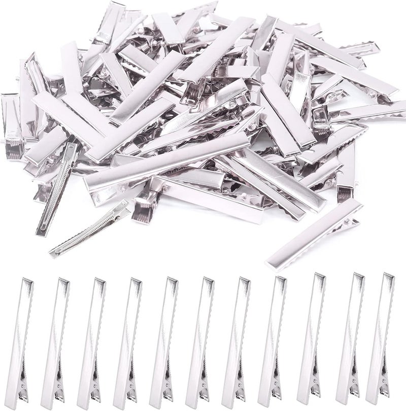 Keadic 200 Pcs 32 cm Silver Alligator Hair Clip Metal Hair Bow Flat Top Single Prong Hairpins Professional Sectioning Clips Hair pins for Styling Haircut Hairdressing and DIY 126 Inches