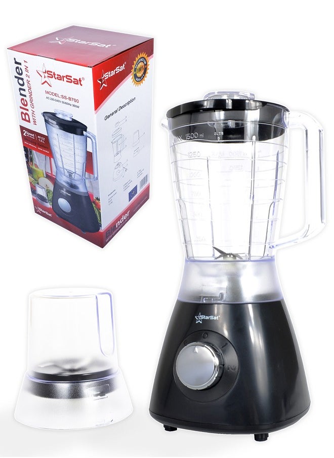 StarSat - StarSat SS-B700 350W, 2 Speeds, 1.5L & 0.5L, 2 in 1, Wet and Dry Blender & Grinder with 2xJars - Image 1
