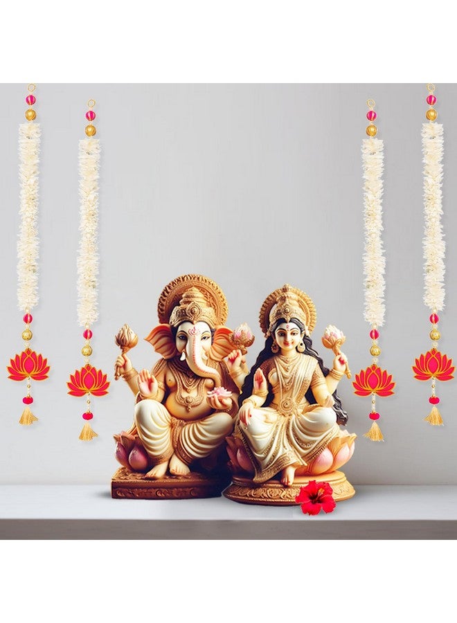 Party Propz Party Propz Handmade Lotus Flower for Decoration - 4 Pcs Lotus Hangings for Decoration, Diwali Decoration Items for Home Decor, Navratri Decoration Items for Home, Pooja Room Decoration Items (MDF)  - Image 1