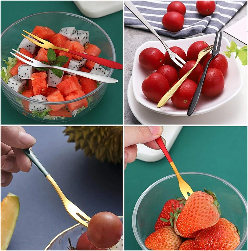 HomeAra Elegant Stainless Steel Dinner Fork Set Mirror Polished Tableforks Ideal for Home Kitchen and Restaurant Use Versatile Salad Forks for Stylish Dining Set of 10 Green - Image 2