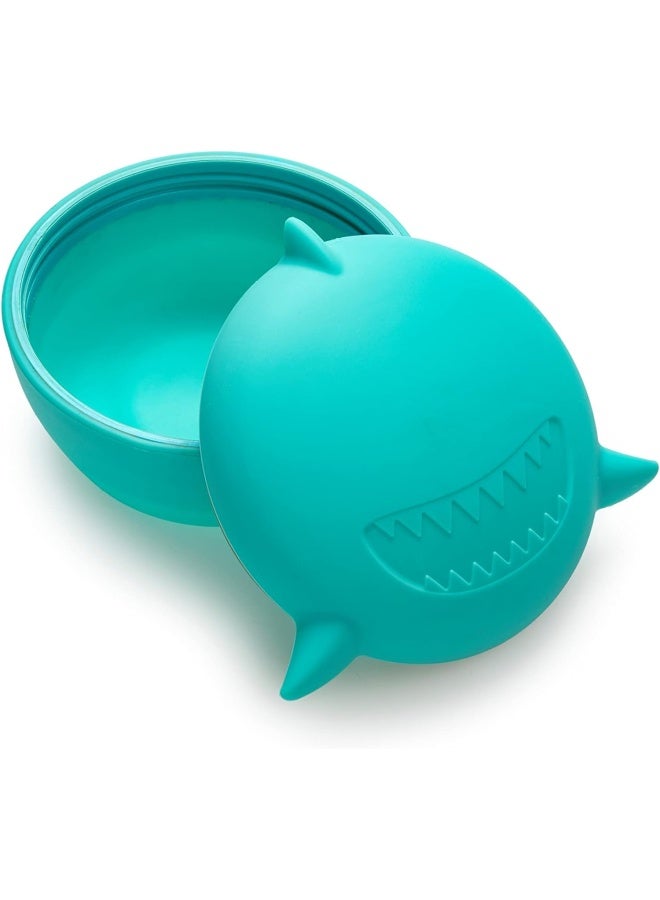 melii Silicone Shark Bowl with Lid 350 ml - Airtight & Leakproof Food Storage for Babies, Toddlers, Kids - BPA Free, Microwave Safe, Perfect for On-the-Go Meals Snacks - Sky Blue - Image 2