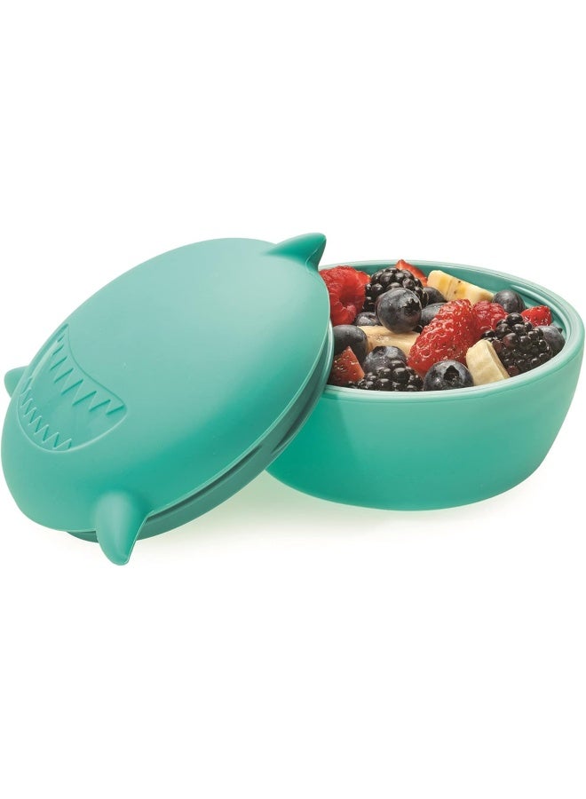 melii Silicone Shark Bowl with Lid 350 ml - Airtight & Leakproof Food Storage for Babies, Toddlers, Kids - BPA Free, Microwave Safe, Perfect for On-the-Go Meals Snacks - Sky Blue - Image 3