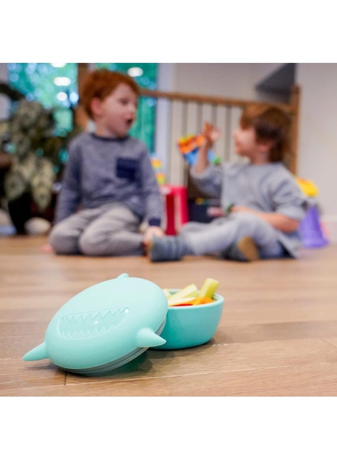 melii Silicone Shark Bowl with Lid 350 ml - Airtight & Leakproof Food Storage for Babies, Toddlers, Kids - BPA Free, Microwave Safe, Perfect for On-the-Go Meals Snacks - Sky Blue - Image 5
