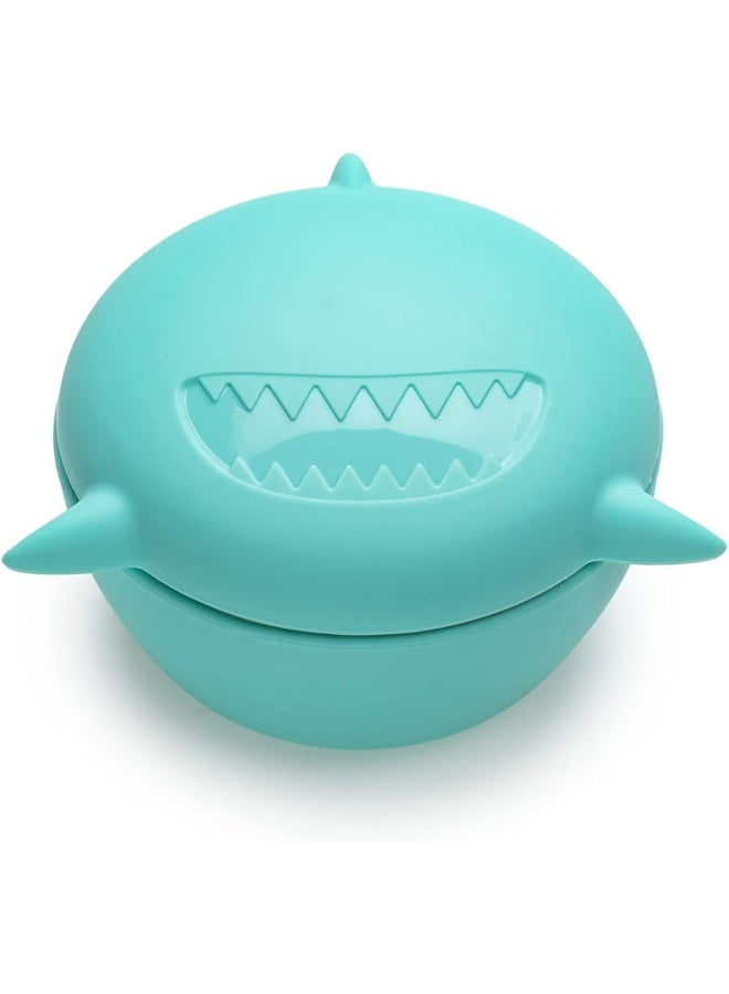 melii Silicone Shark Bowl with Lid 350 ml - Airtight & Leakproof Food Storage for Babies, Toddlers, Kids - BPA Free, Microwave Safe, Perfect for On-the-Go Meals Snacks - Sky Blue - Image 1