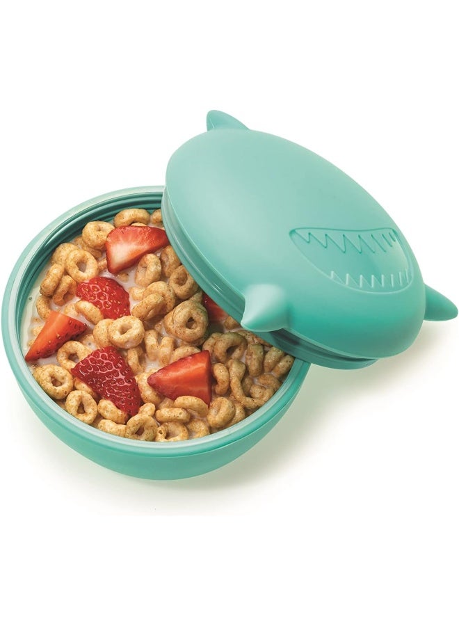 melii Silicone Shark Bowl with Lid 350 ml - Airtight & Leakproof Food Storage for Babies, Toddlers, Kids - BPA Free, Microwave Safe, Perfect for On-the-Go Meals Snacks - Sky Blue - Image 4