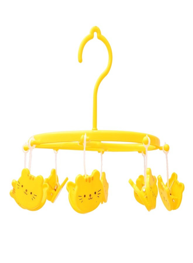 Wishbone Animal Design Hanger Plastic Cloth Drying Stand Hanger,Baby Clothes Hanger Stand, Kid's Plastic Clothes Drying Hanger,360 Degree Rotary Hook,Round (Yellow) - Image 1