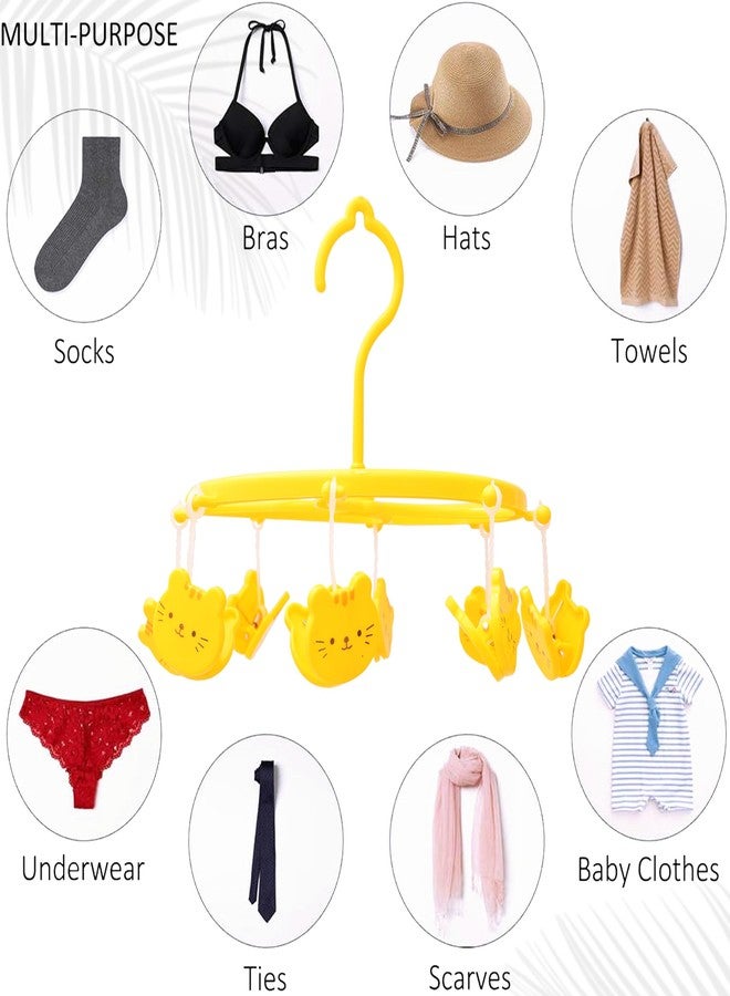 Wishbone Animal Design Hanger Plastic Cloth Drying Stand Hanger,Baby Clothes Hanger Stand, Kid's Plastic Clothes Drying Hanger,360 Degree Rotary Hook,Round (Yellow) - Image 3