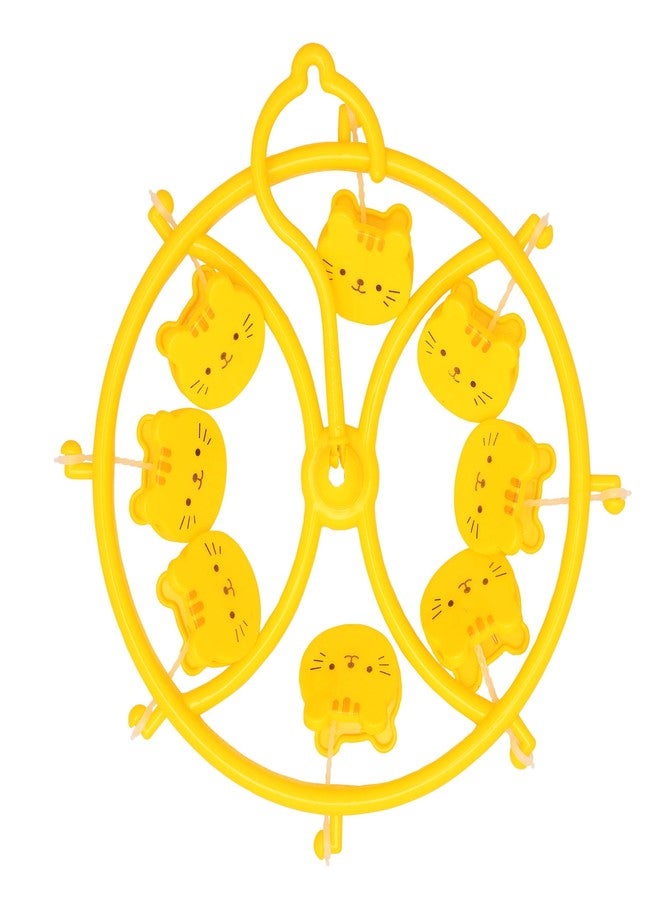 Wishbone Animal Design Hanger Plastic Cloth Drying Stand Hanger,Baby Clothes Hanger Stand, Kid's Plastic Clothes Drying Hanger,360 Degree Rotary Hook,Round (Yellow) - Image 2