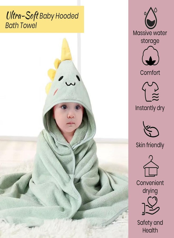 ZIKKU Ultra-Soft Baby Hooded Bath Towel | Cute Animal Design | Super Absorbent | Newborn to Toddler | Quick Dry & Gentle on Skin (Green Dino) - Image 4