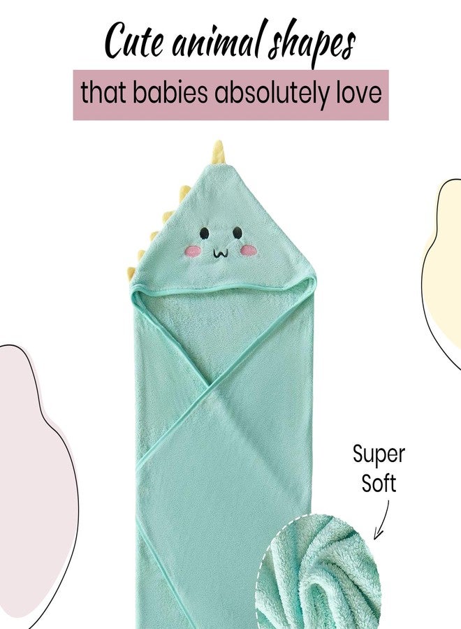 ZIKKU Ultra-Soft Baby Hooded Bath Towel | Cute Animal Design | Super Absorbent | Newborn to Toddler | Quick Dry & Gentle on Skin (Green Dino) - Image 3