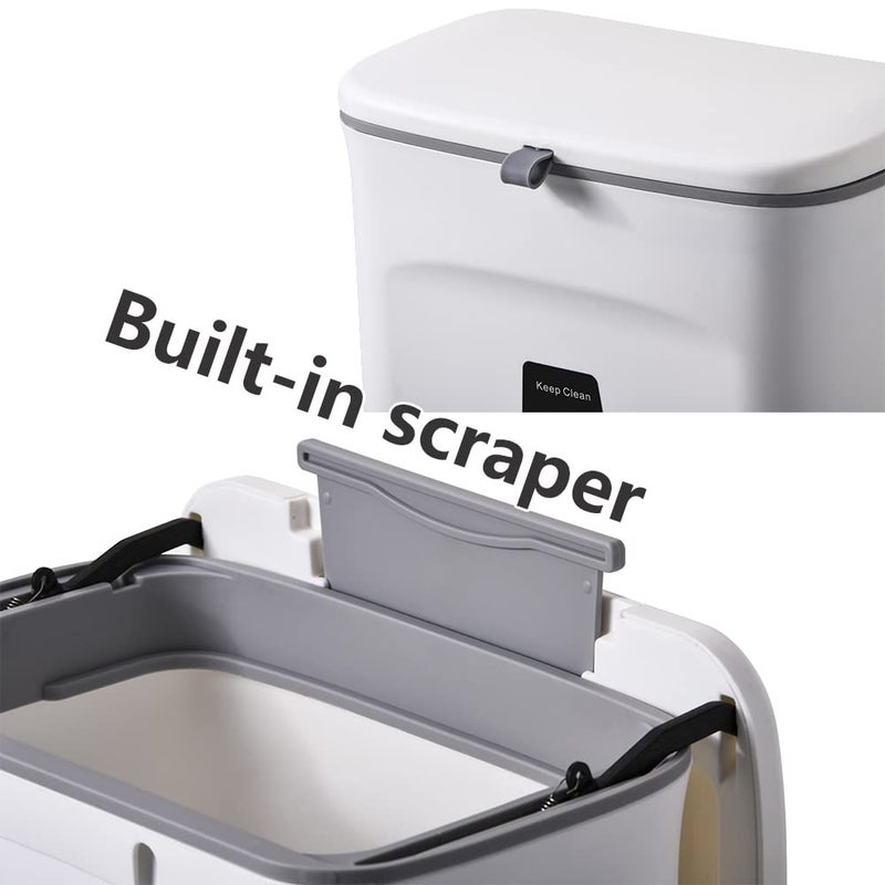 NEEMAY 7L Small Kitchen Hanging Trash Can with Lid - Space-Saving Garbage Bin for Home and Office - Image 4