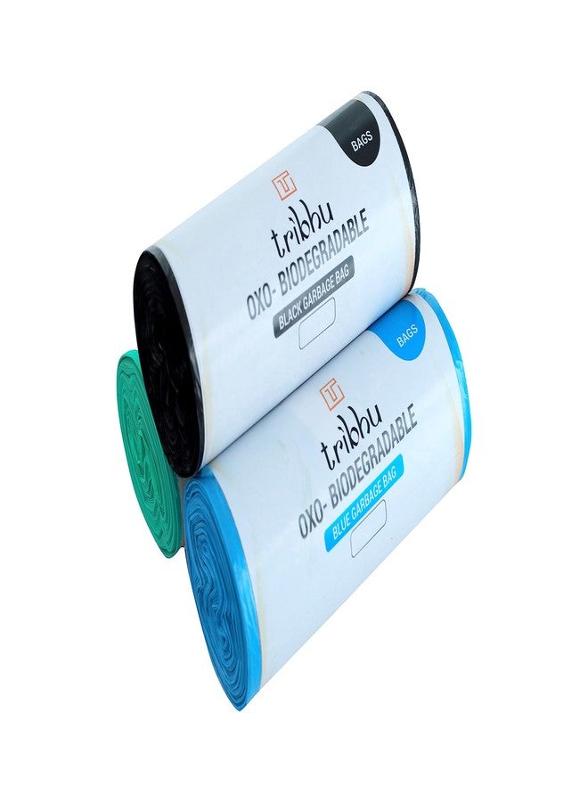 TRIBHU أكياس قمامة صديقة للبيئة من TRIBHU، مقاس 24 × 32 بوصة (كبير)، عبوة من 3 أكياس، 90 قطعة، للنفايات الجافة والرطبة، أكياس قمامة للاستخدام مرة واحدة، أكياس نفايات، أكياس قمامة قابلة للتحلل الحيوي، لفائف أكياس، أغطية صناديق القمامة، ألوان متعددة - Image 1