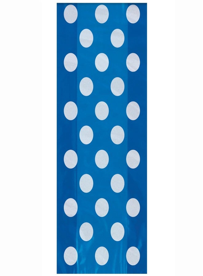 Unique Party Royal Blue Polka Dots Cellophane Bags - 14" x 5.63" (Pack Of 20 | Premium Elegant Treat Bags For Gifts, Party Favors & Candy Packaging - Image 1