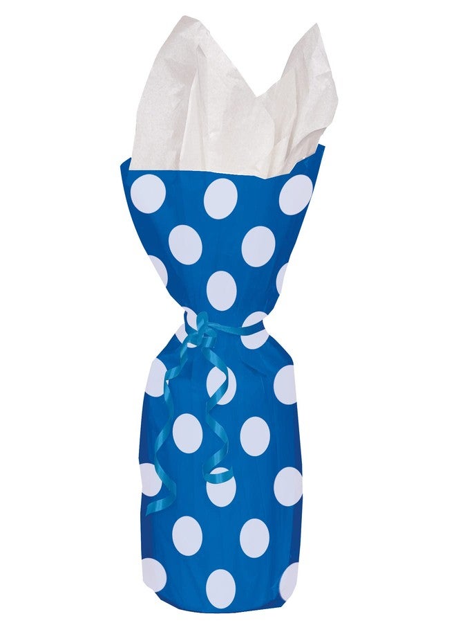 Unique Party Royal Blue Polka Dots Cellophane Bags - 14" x 5.63" (Pack Of 20 | Premium Elegant Treat Bags For Gifts, Party Favors & Candy Packaging - Image 2