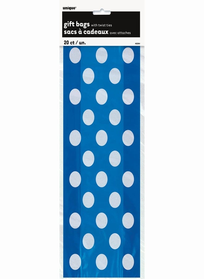 Unique Party Royal Blue Polka Dots Cellophane Bags - 14" x 5.63" (Pack Of 20 | Premium Elegant Treat Bags For Gifts, Party Favors & Candy Packaging - Image 3